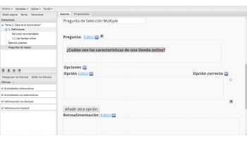 Práctica de eXeLearning donde agregamos una pregunta de selección múltiple