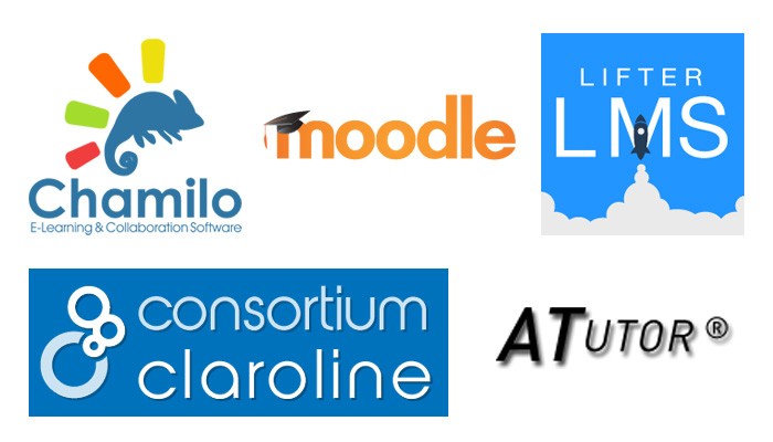 Logos de cinco de las plataformas e-learning.